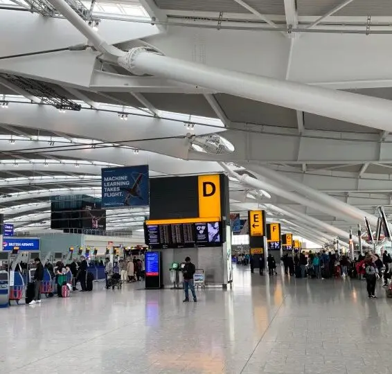 Heathrow Airport arrivals terminal for chauffeur meet and greet pickup