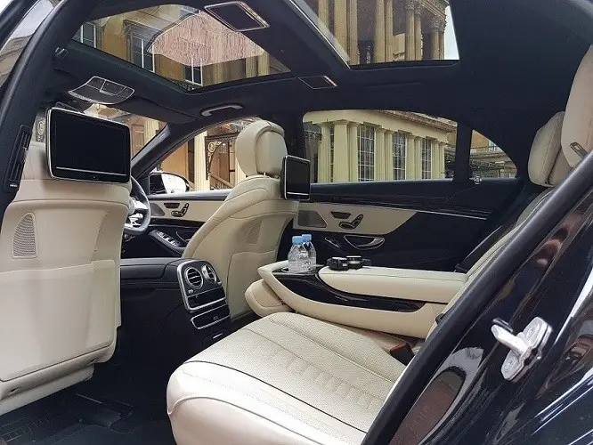 luxury chauffeur car interior for Heathrow airport transfers London