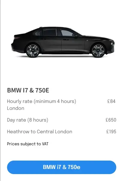 BMW i7 chauffeur car